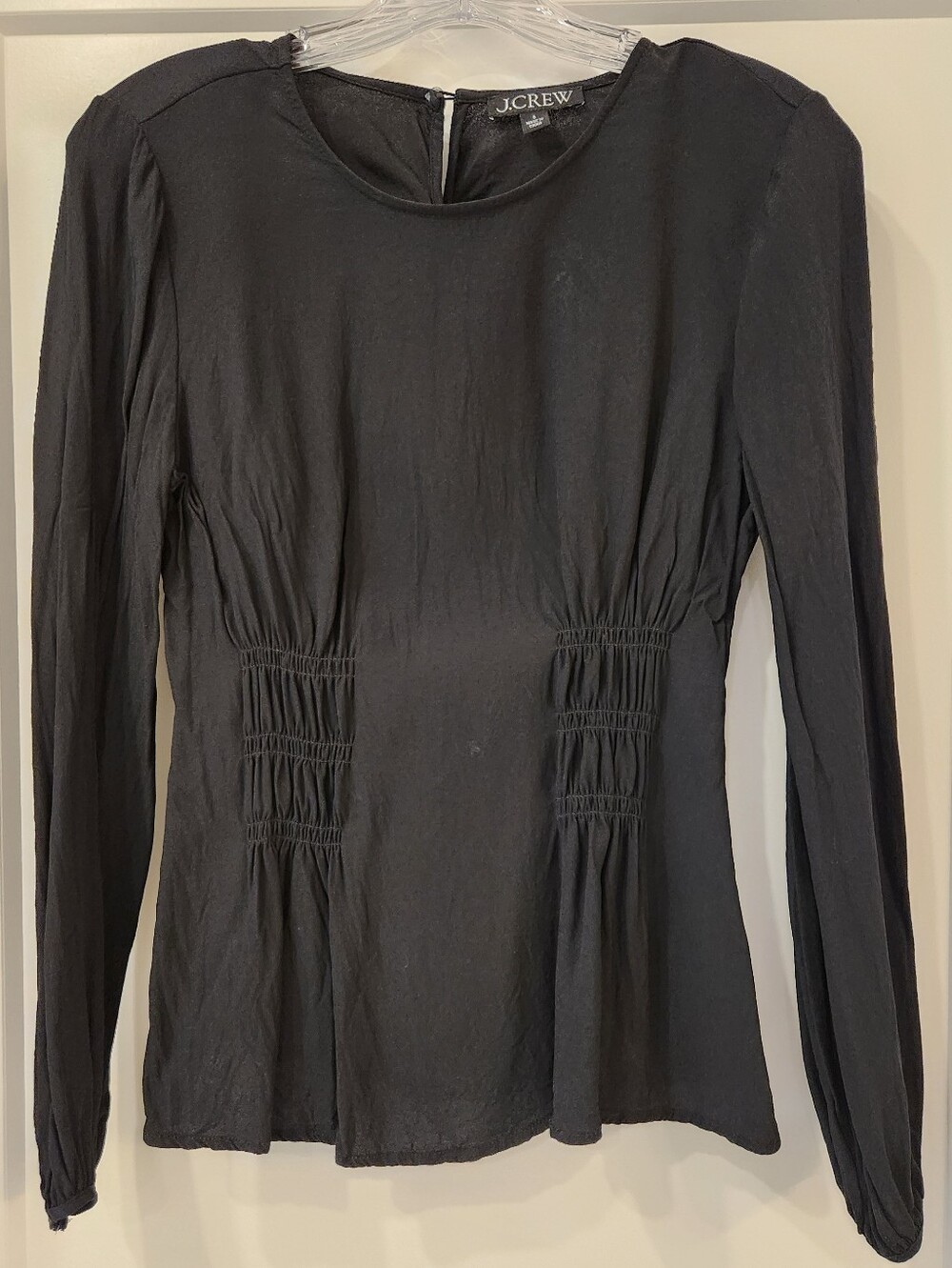 J. Crew Shirred Waist Top In Viscose Crepe Blouse Shirt